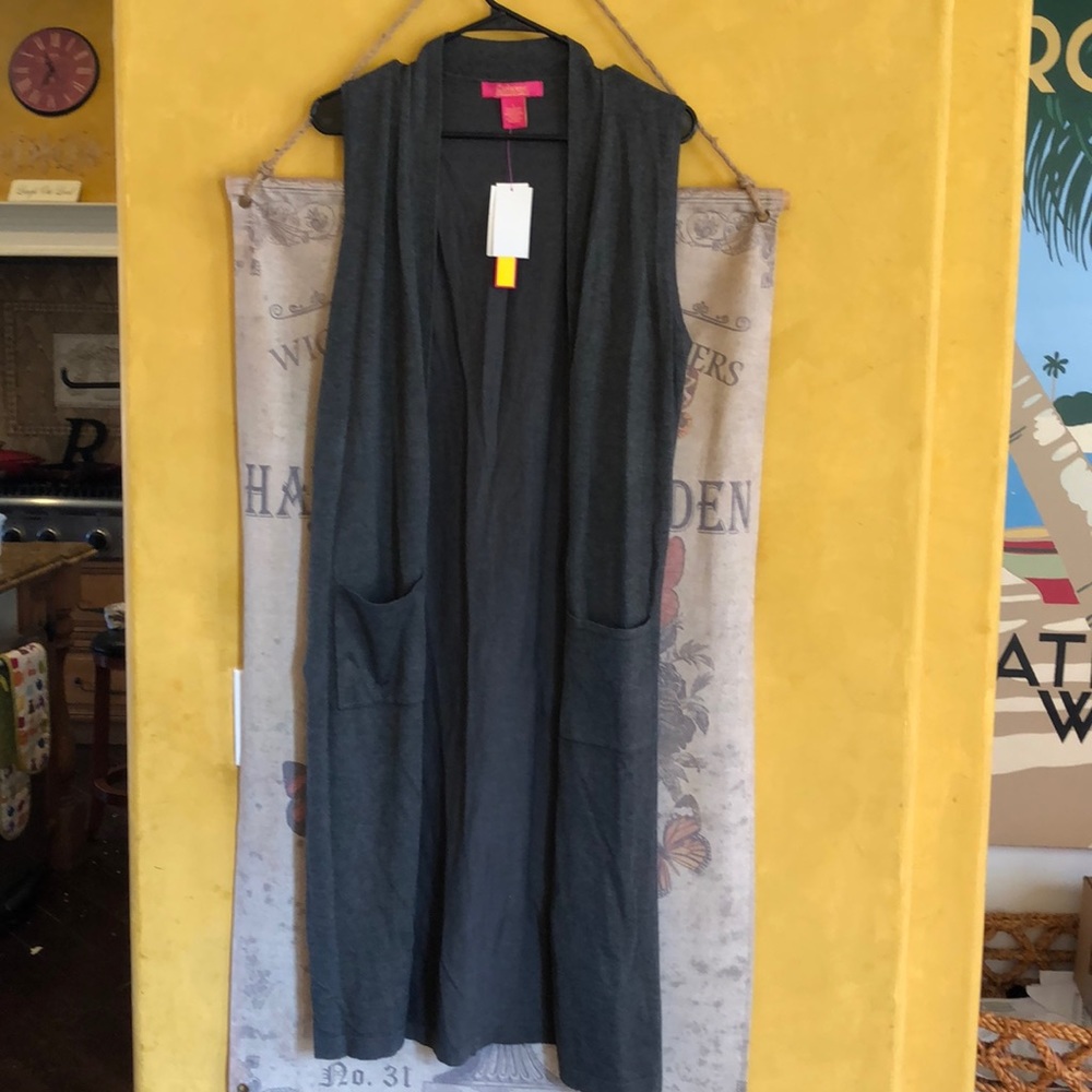 Long sweep rayon knit vest
